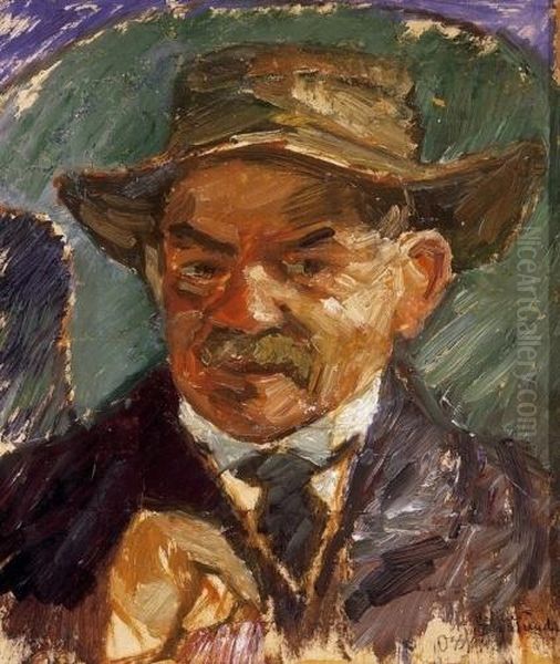 Man In Hat Oil Painting by Helmer Osslund