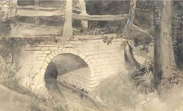 A footbridge, Wallington Hall Oil Painting by John Ruskin