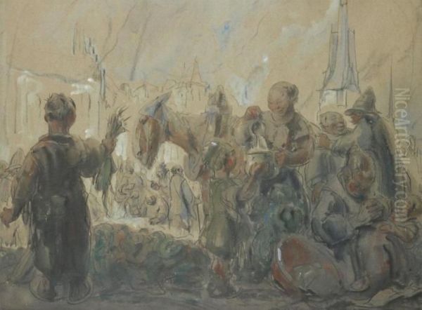 Op De Markt Oil Painting by Alfred Ost