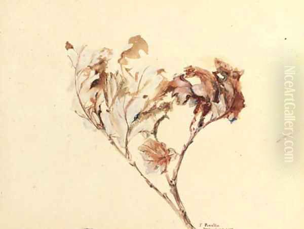 Study of oak leaves Oil Painting by John Ruskin