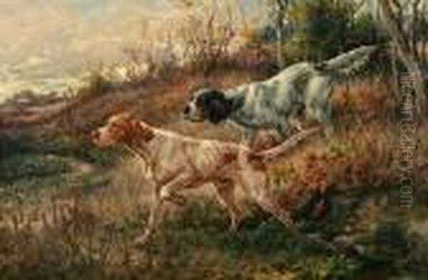 Pointer And Setter On Point Oil Painting by Edmund Henry Osthaus