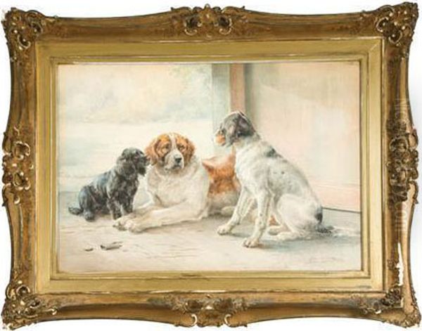 Portrait Of Three Dogs Oil Painting by Edmund Henry Osthaus