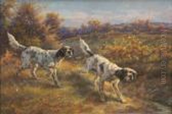 Two Setters In A Field Oil Painting by Edmund Henry Osthaus