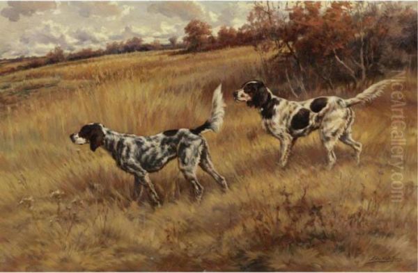 Two Setters In The Field Oil Painting by Edmund Henry Osthaus