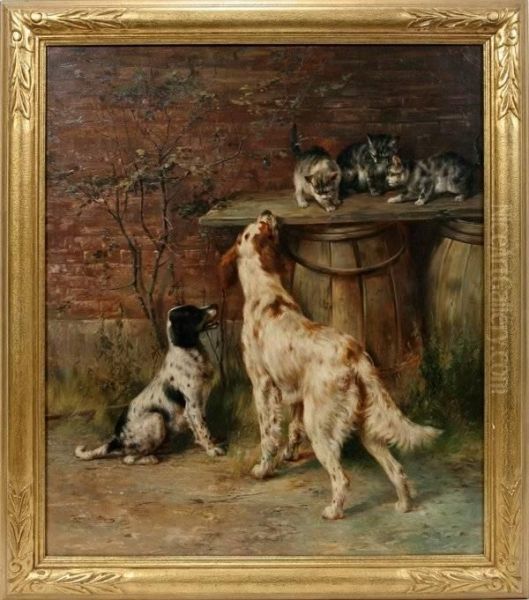 Setters And Kittens Oil Painting by Edmund Henry Osthaus