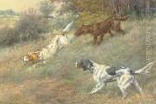 Three Setters On A Point Oil Painting by Edmund Henry Osthaus