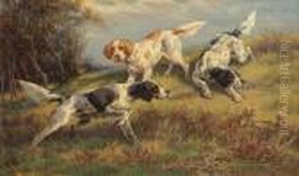 Three Setters On The Hunt Oil Painting by Edmund Henry Osthaus