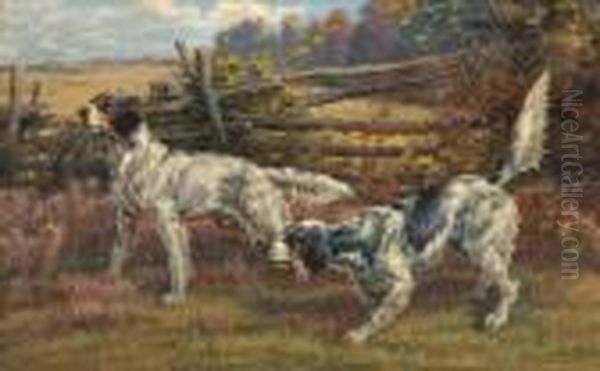 Two Setters On Point Oil Painting by Edmund Henry Osthaus