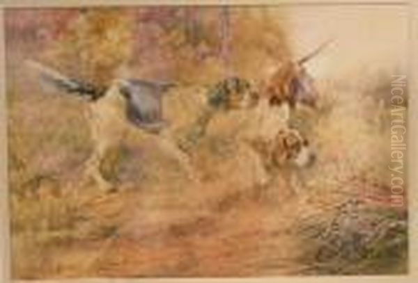 Closing In - Two English Setters Oil Painting by Edmund Henry Osthaus