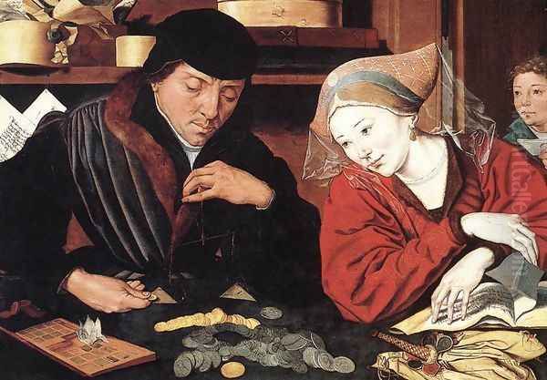 The Banker and His Wife Oil Painting by Marinus van Reymerswaele