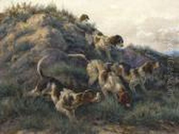 Hounds On A Scent Oil Painting by Edmund Henry Osthaus