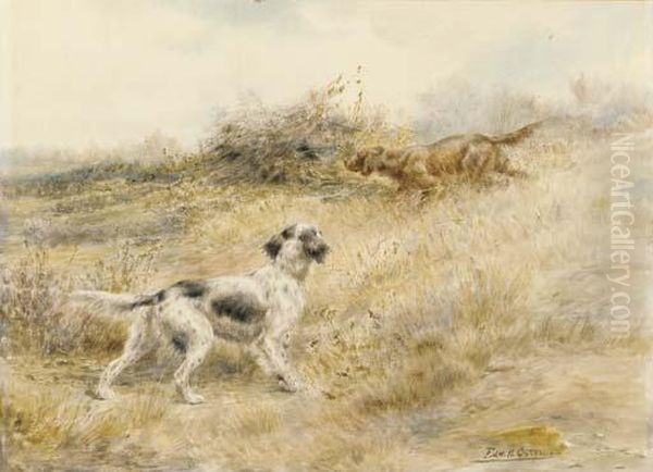 English Setters Pointing Oil Painting by Edmund Henry Osthaus