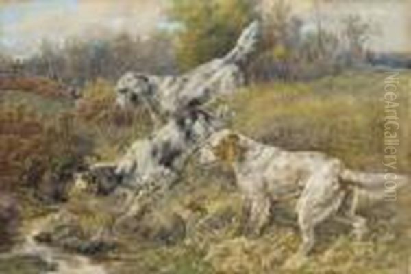 English Setters At A Stream Oil Painting by Edmund Henry Osthaus