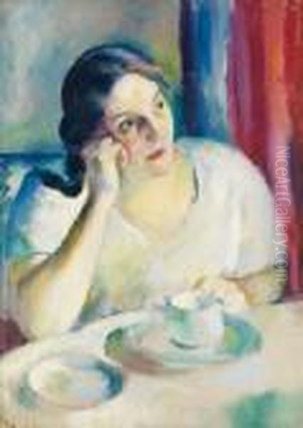 Portrait De Madame Ottmann Oil Painting by Henri Ottmann