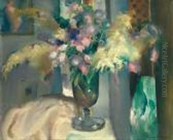 Bouquet De Fleurs Oil Painting by Henri Ottmann