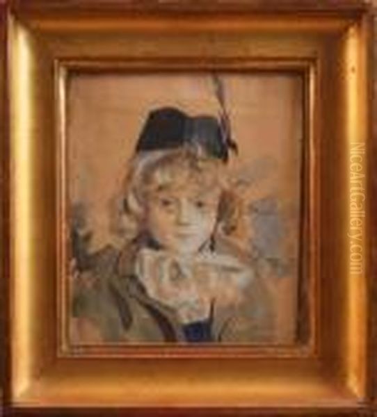 Petit Garcon Au Chapeau A Plume Oil Painting by Henri Ottmann