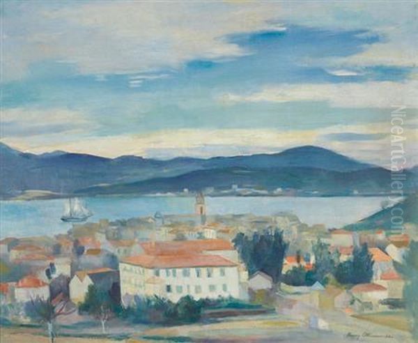 French, - St. Tropez,1922 Oil Painting by Henri Ottmann