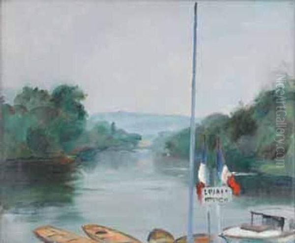 Embarcadere Sur La Seine Oil Painting by Henri Ottmann