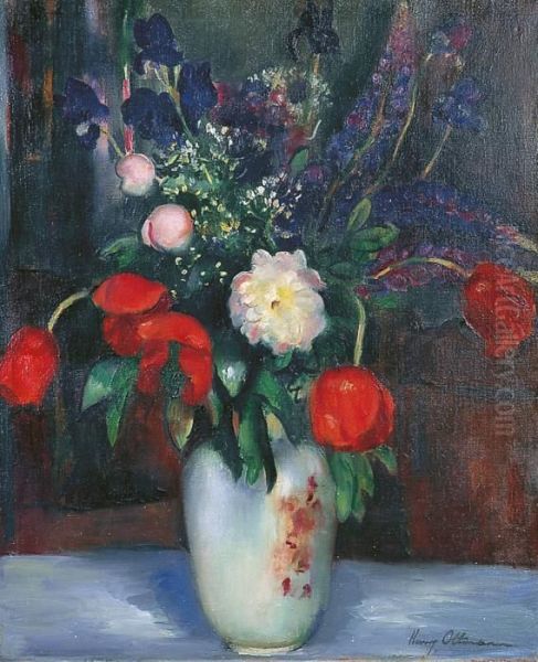 Vase De Fleurs Oil Painting by Henri Ottmann