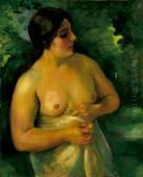 Femme Au Buste Denudee Oil Painting by Henri Ottmann