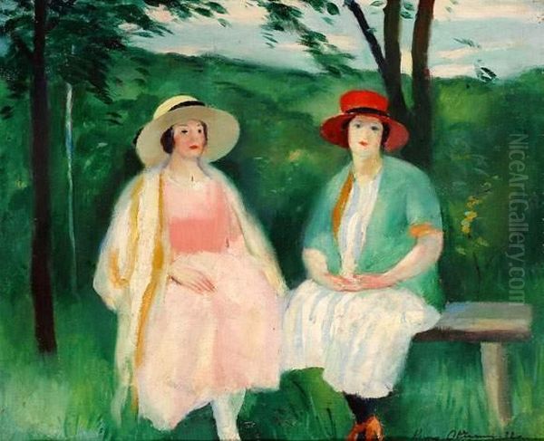 Le Repos Des Femmes Au Jardin Oil Painting by Henri Ottmann