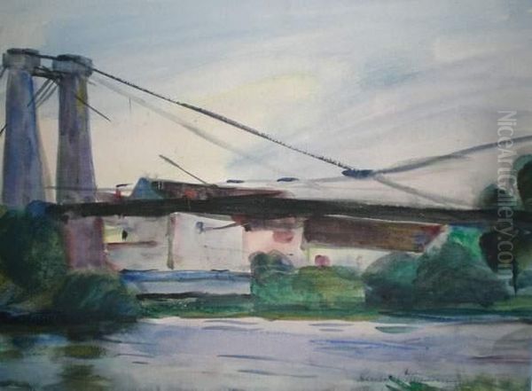 Pont Sur Le Rhone Oil Painting by Henri Ottmann