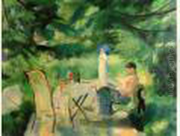 Dejeuner Au Jardin Oil Painting by Henri Ottmann