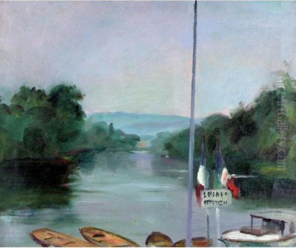 Scene De Riviere Oil Painting by Henri Ottmann