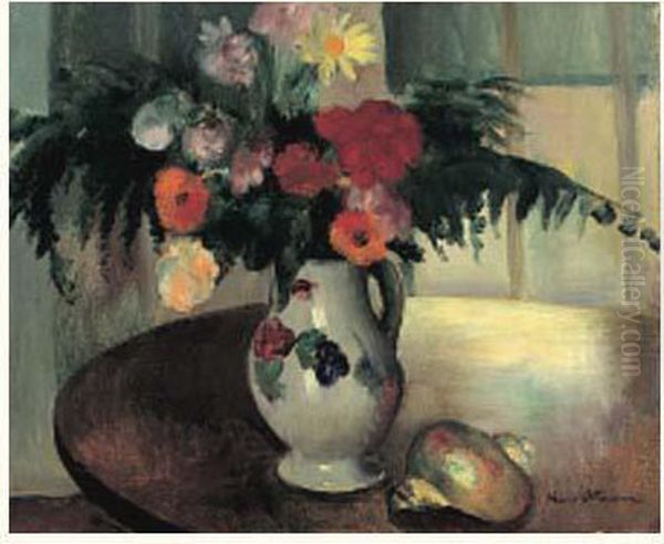 Vase Au Coquillage Oil Painting by Henri Ottmann