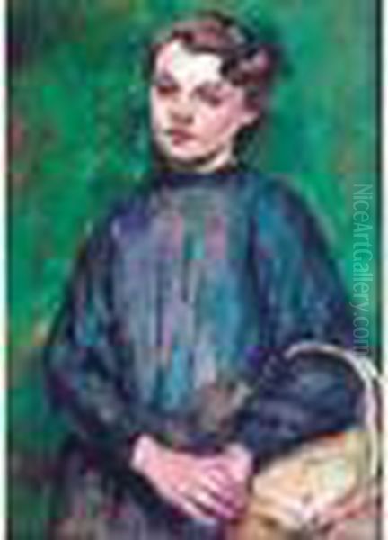 Jeune Fille Au Panier Oil Painting by Henri Ottmann