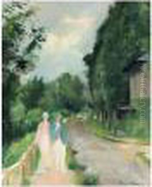 Promenade Au Bord De L'eau Oil Painting by Henri Ottmann