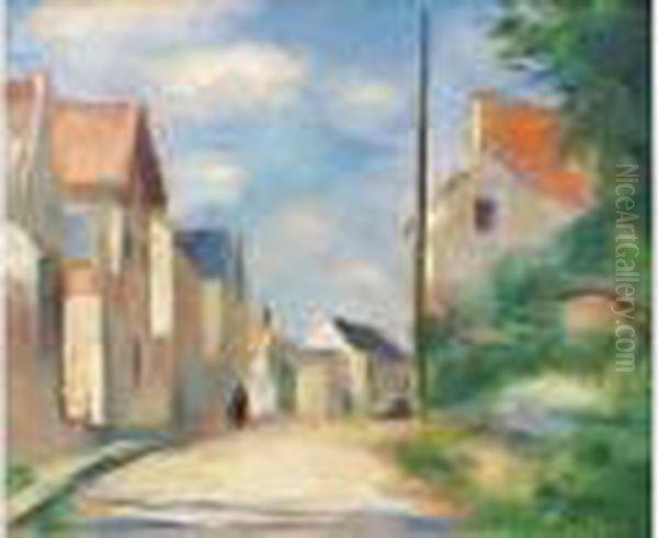 Vue De Village Anime Oil Painting by Henri Ottmann