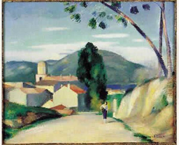 La Route Ensoleillee A Saint-tropez Oil Painting by Henri Ottmann