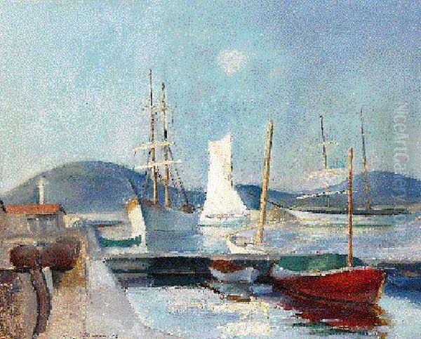 Sailing Boats Oil Painting by Henri Ottmann