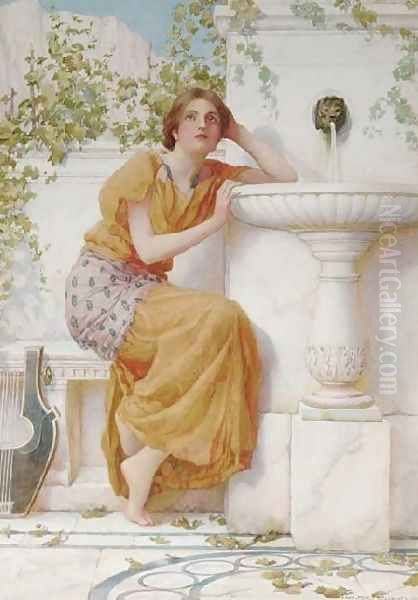 The Music of the Fountain Oil Painting by Henry Ryland