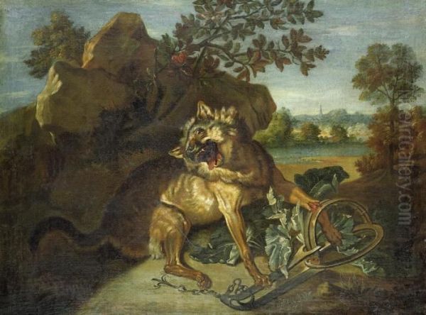 Der Wolf In Der Falle Oil Painting by Jean-Baptiste Oudry