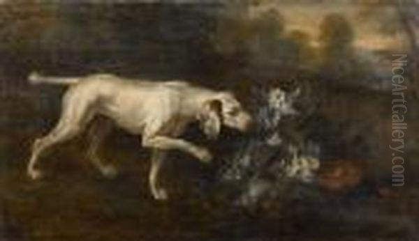  Chien A L'arret Devant Un Faisan  Oil Painting by Jean-Baptiste Oudry