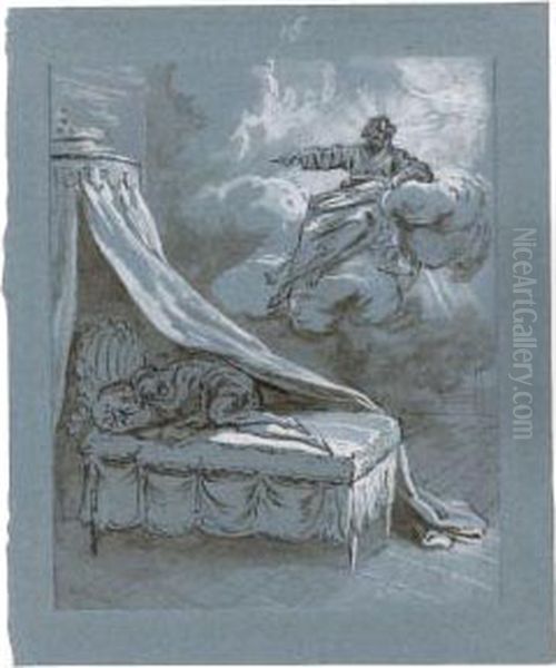 God The Father Appearing To A Sleeping Figure Oil Painting by Jean-Baptiste Oudry