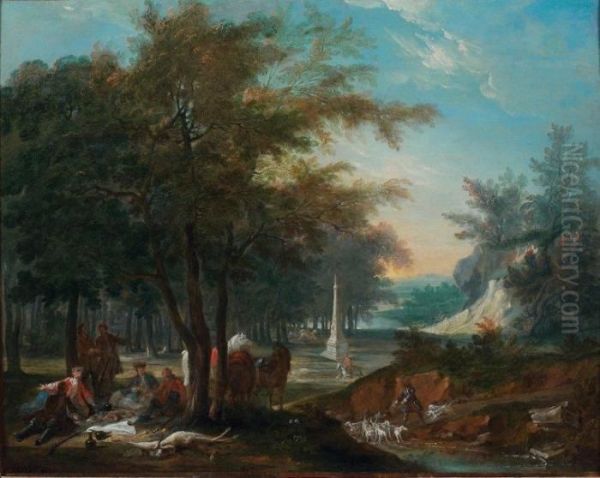 Dejeuner De Chasse Dans Un Paysage Oil Painting by Jean-Baptiste Oudry