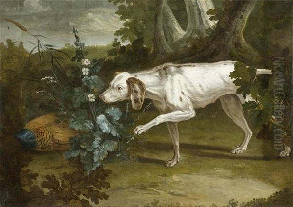 Hunting Dog With Pheasant Oil Painting by Jean-Baptiste Oudry