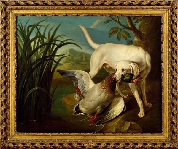 Chien Attrapant Un Colvert Oil Painting by Jean-Baptiste Oudry