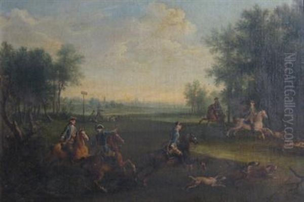 Hunt Scene Oil Painting by Jean-Baptiste Oudry