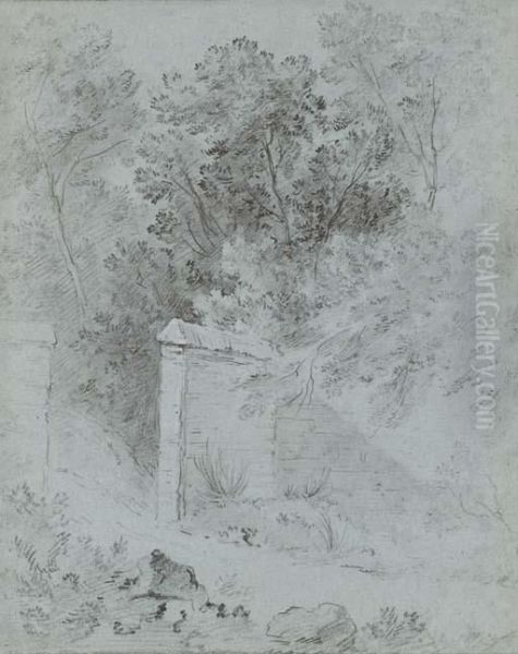 The Wall Of A Park Among Trees Oil Painting by Jean-Baptiste Oudry