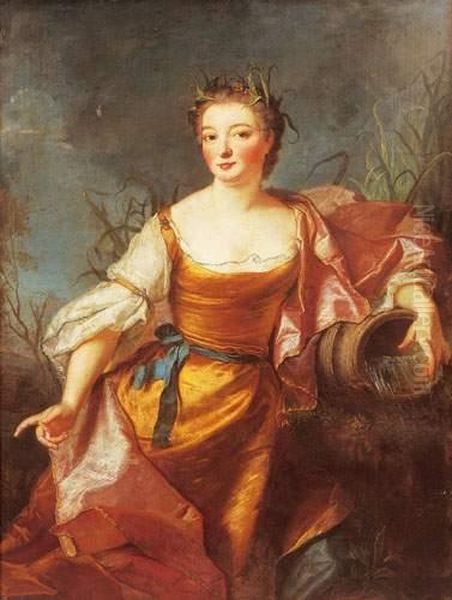 : Portrait De Jeune Femme En Source Oil Painting by Jean-Baptiste Oudry