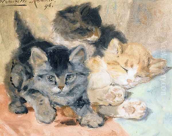 Three Kittens Oil Painting by Henriette Ronner-Knip