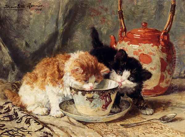 Tea Time Oil Painting by Henriette Ronner-Knip