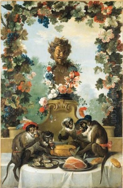 The Feast Of The Monkeys Oil Painting by Jean-Baptiste Oudry