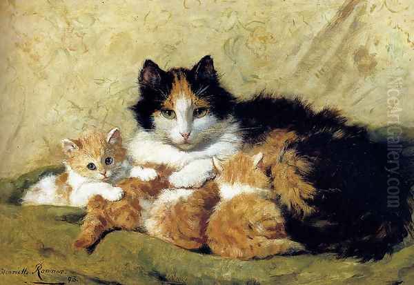 A Proud Mother Oil Painting by Henriette Ronner-Knip