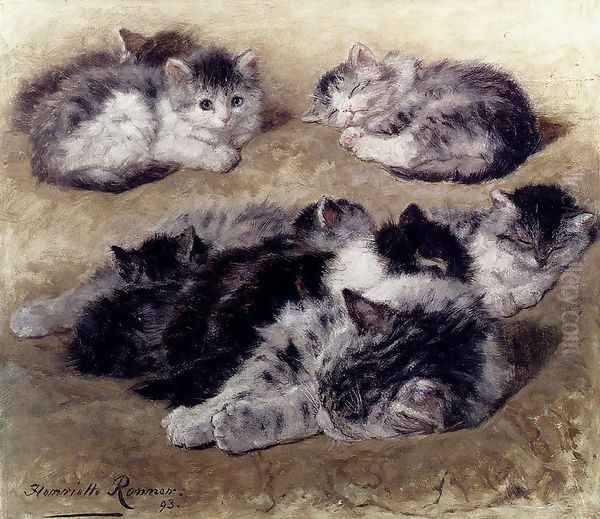 A Study Of Cats Oil Painting by Henriette Ronner-Knip