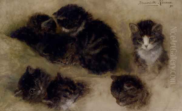 Studies Of Kittens Oil Painting by Henriette Ronner-Knip